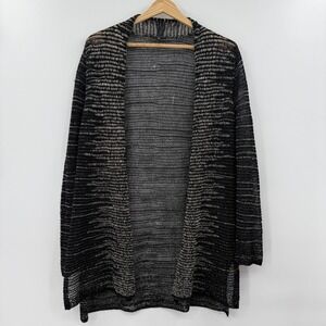 Eileen Fisher‎ Wool Linen Italian Yarn Cardigan Sweater Lagenlook PM